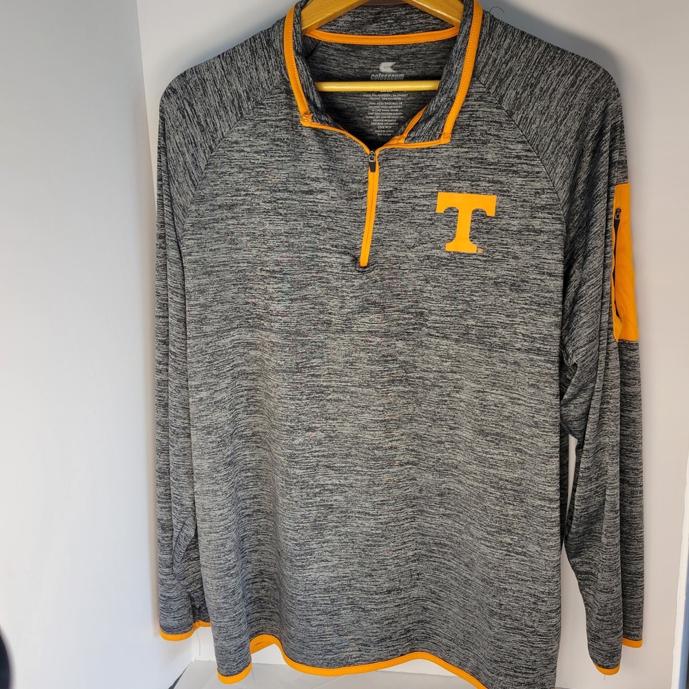 Colosseum Tennessee Volunteers Mens XL Grey Orange Quarter Zip Pullover Jacket
